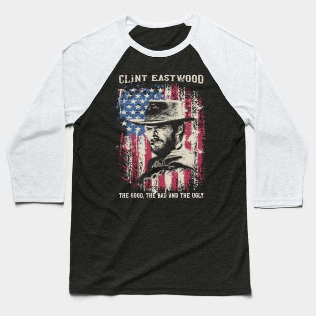 Vintage Distressed Clint Eastwood Baseball T-Shirt by Yopi